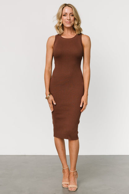 Caitlyn Ribbed Tank Dress | Brown - Baltic Born