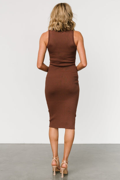 Caitlyn Ribbed Tank Dress | Brown - Baltic Born