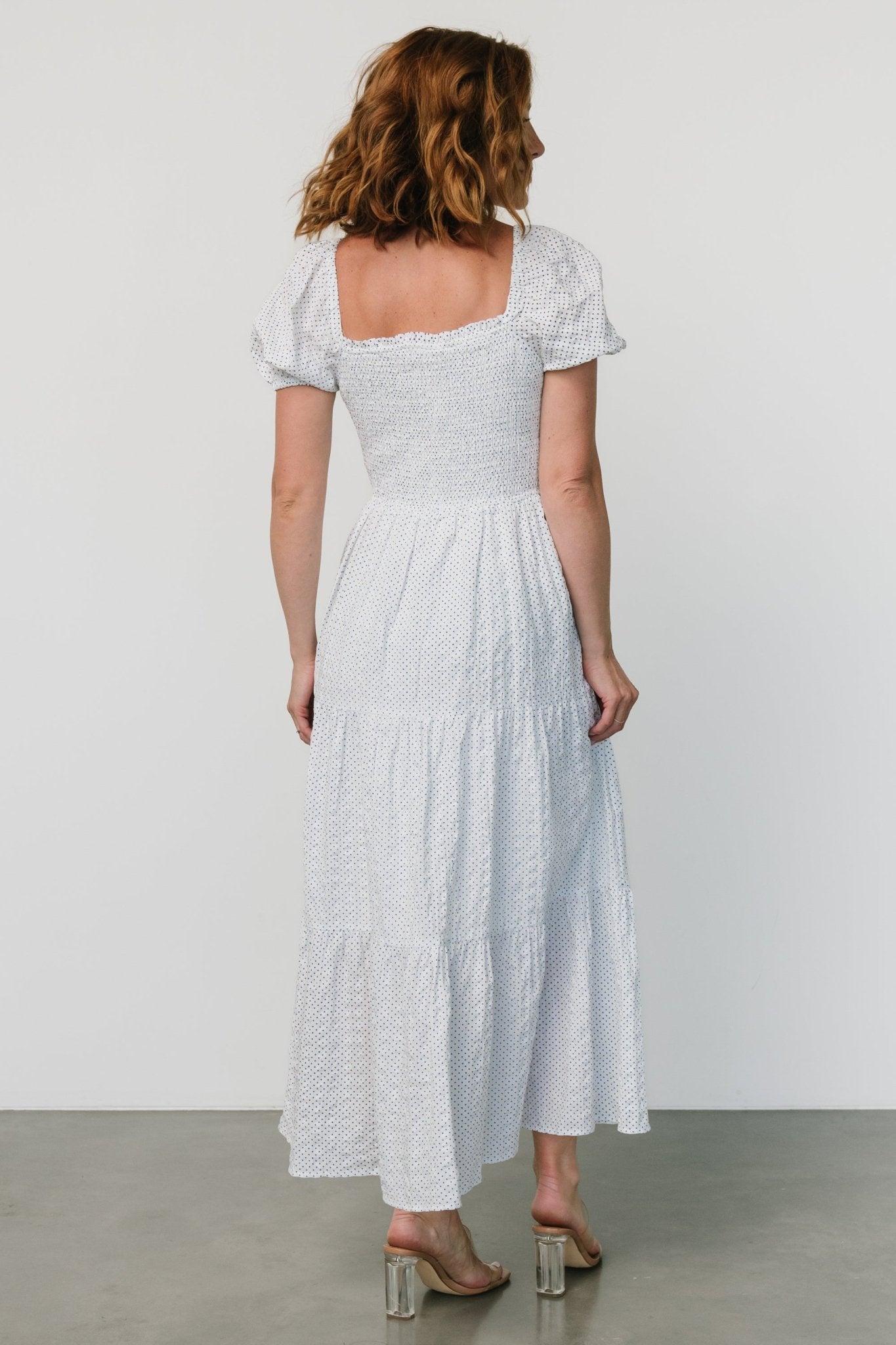 Calliope Smocked Maxi Dress | White Print - Baltic Born