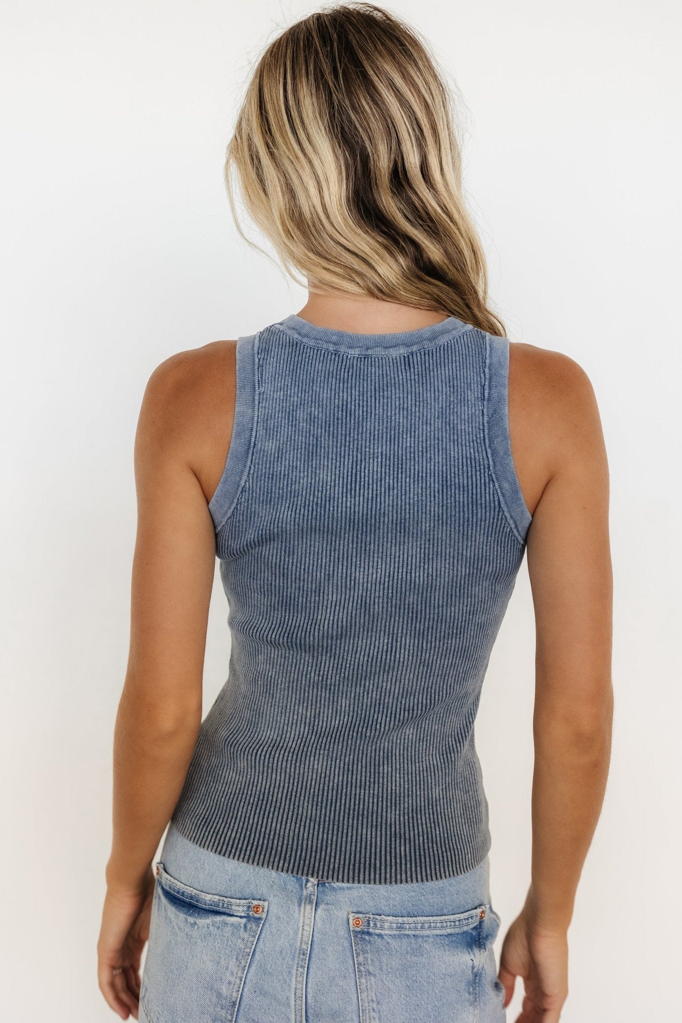 Cameron Knit Tank Top | Washed Blue - Baltic Born