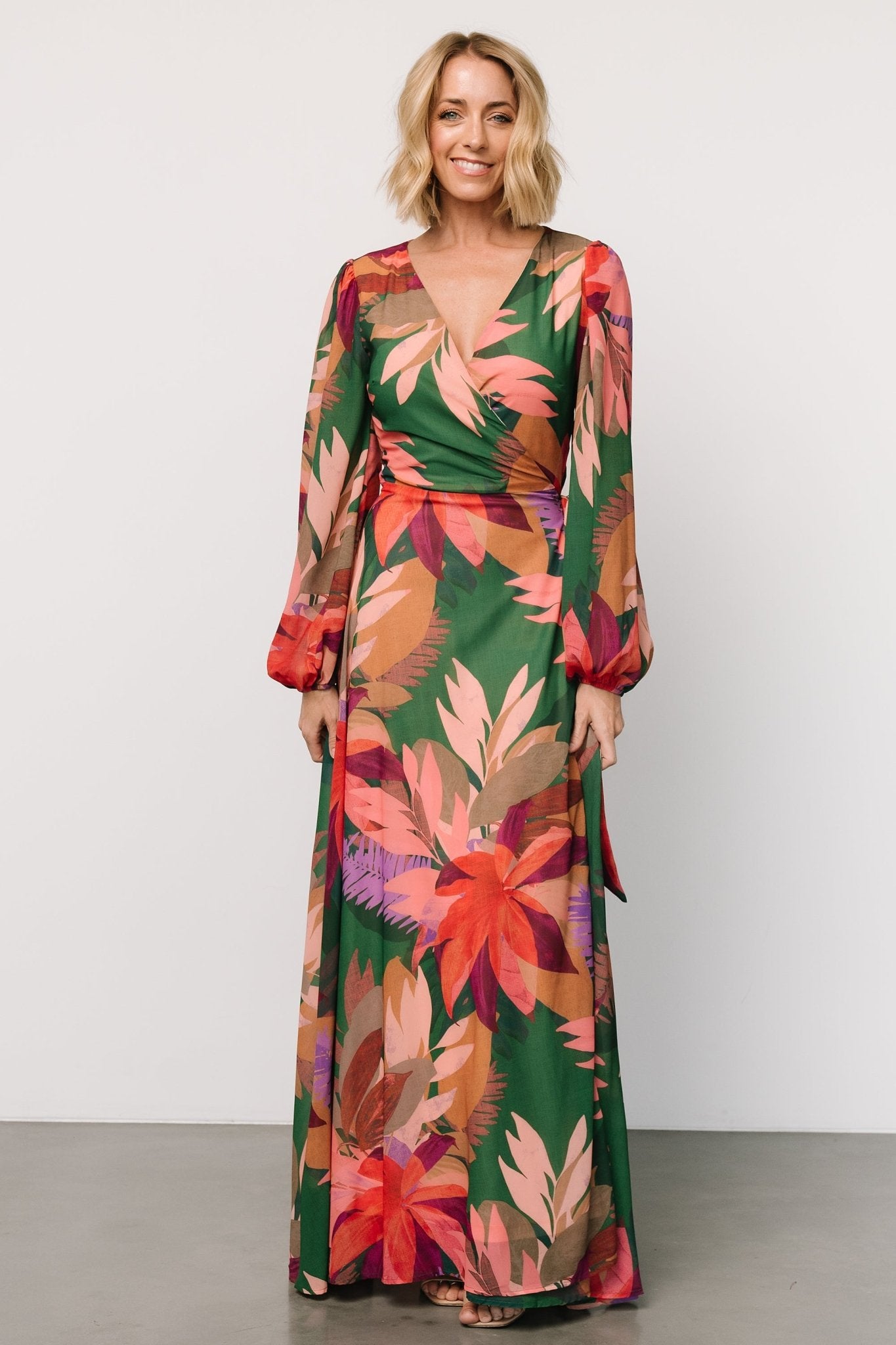 Camilla Wrap Maxi Dress | Green Multi - Baltic Born