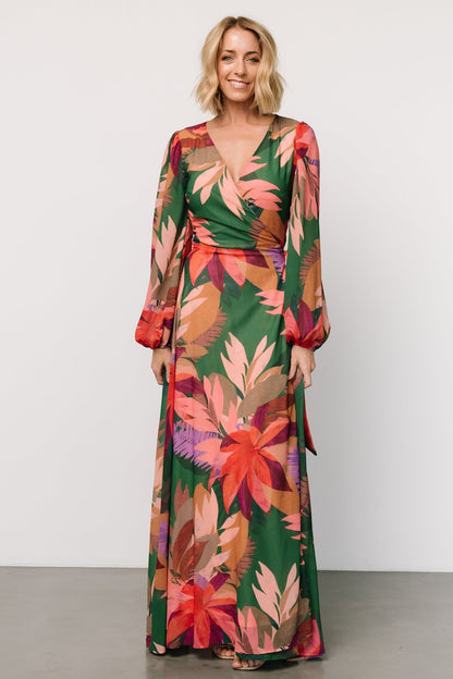 Camilla Wrap Maxi Dress | Green Multi - Baltic Born