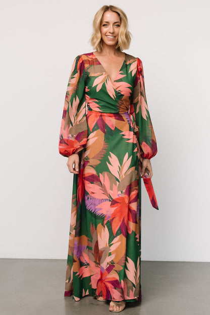 Camilla Wrap Maxi Dress | Green Multi - Baltic Born