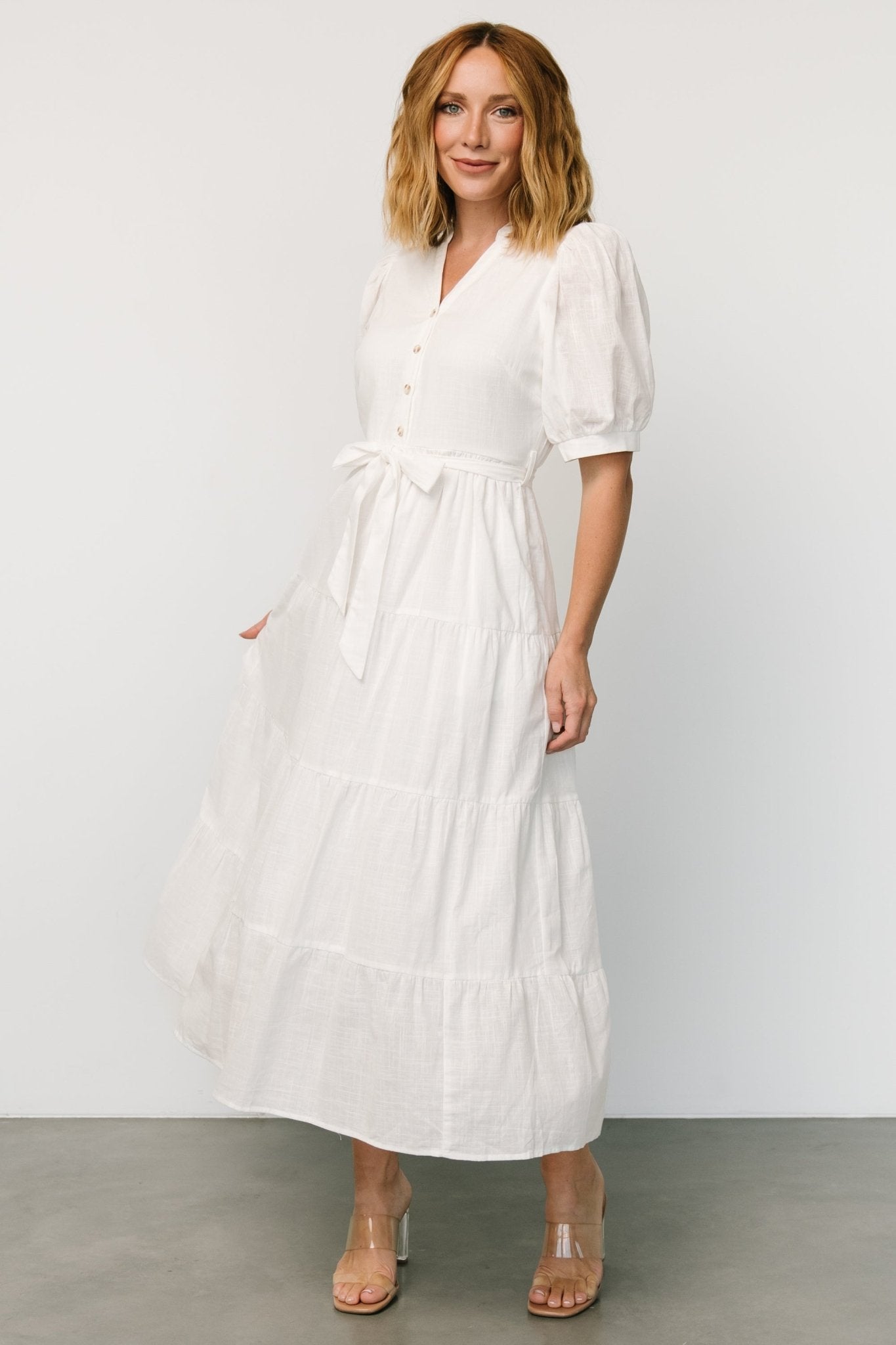 Cecilia Maxi Dress in Off-White - Bump Friendly *5/8 PRE-ORDER*