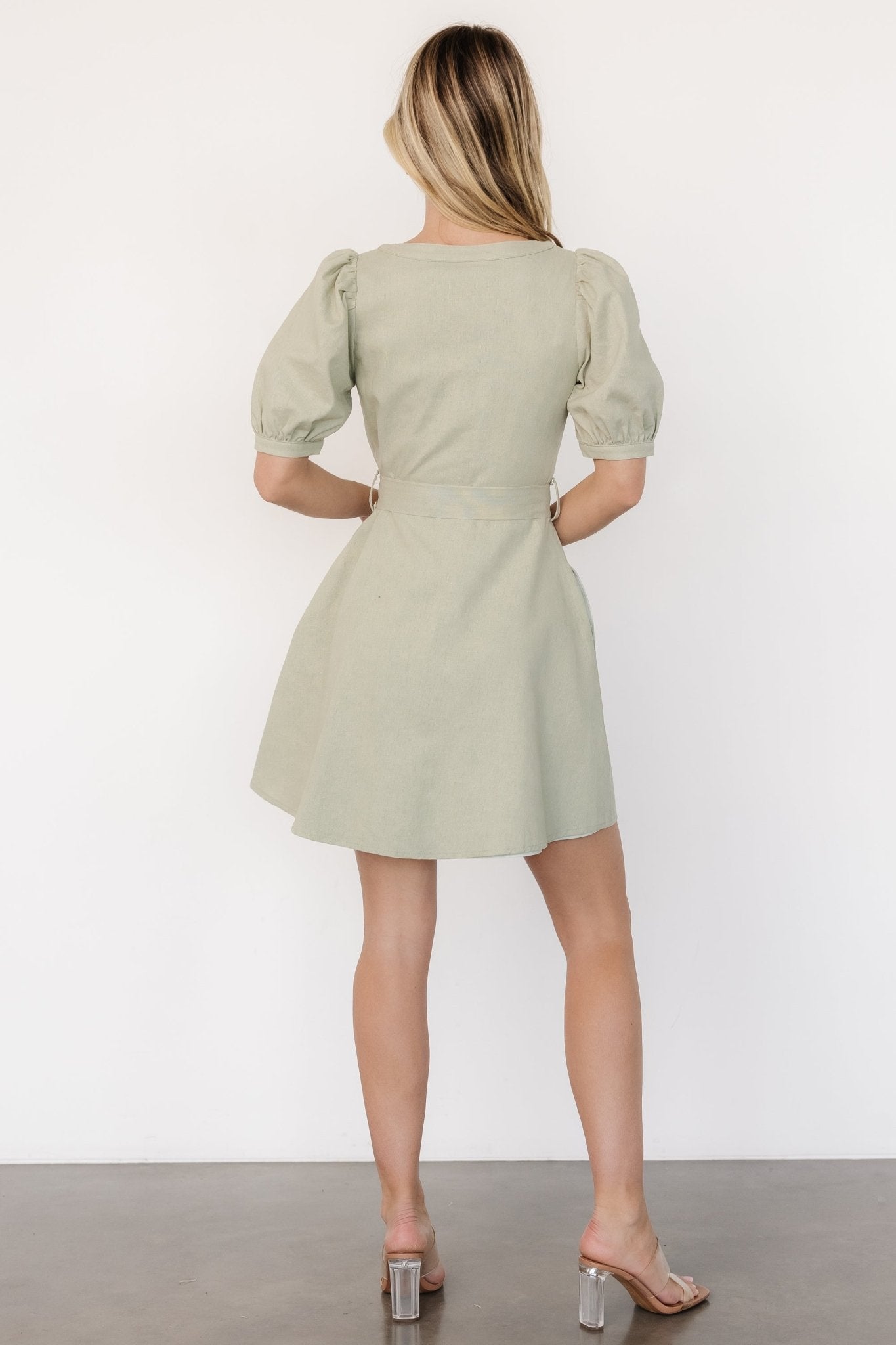 Candice Button Up Mini Dress | Sage - Baltic Born