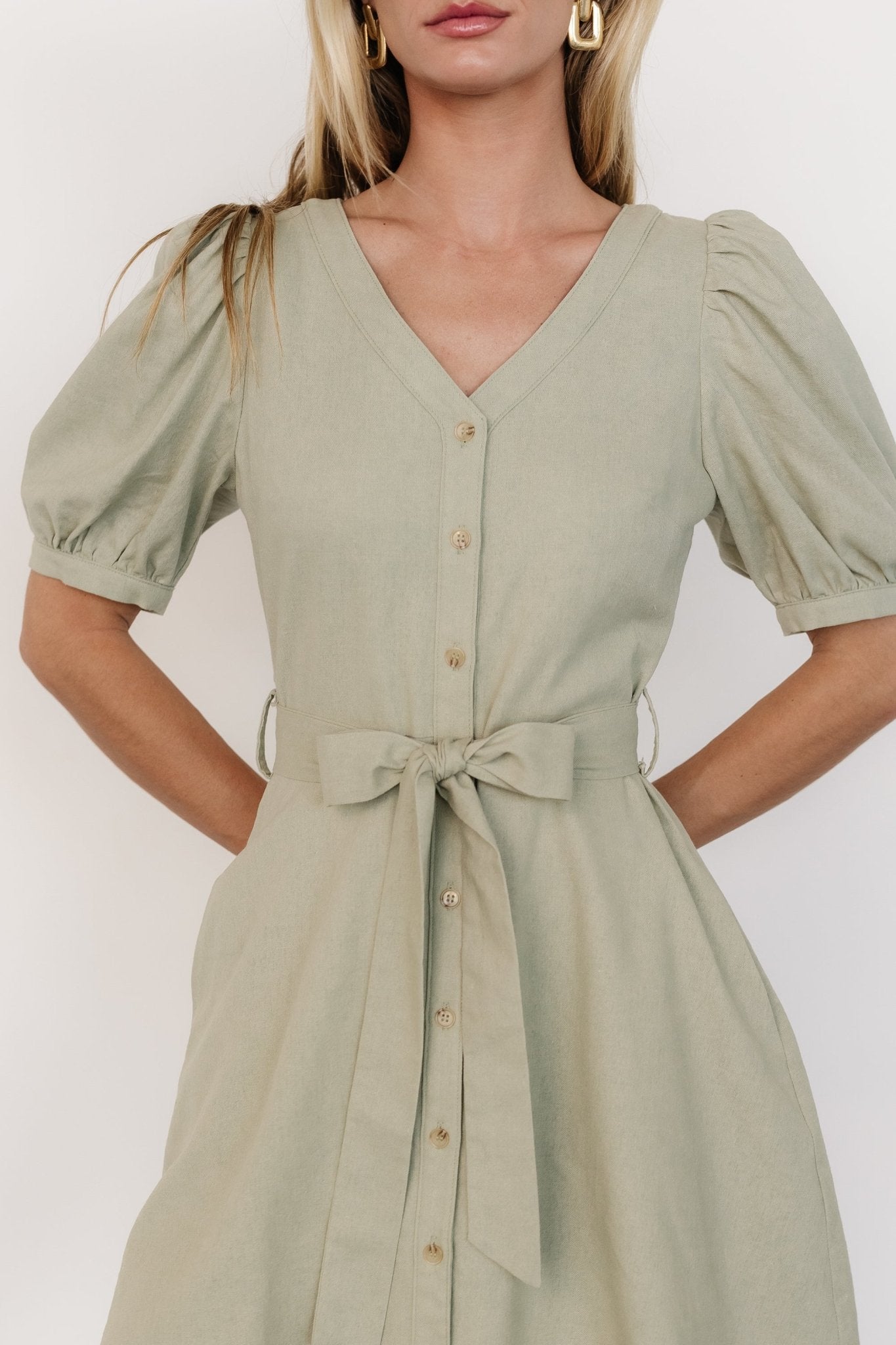 Candice Button Up Mini Dress | Sage - Baltic Born