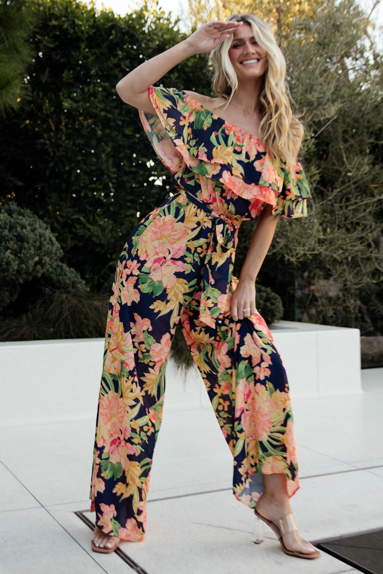 Capistrano Ruffle Jumpsuit | Navy Floral - Baltic Born