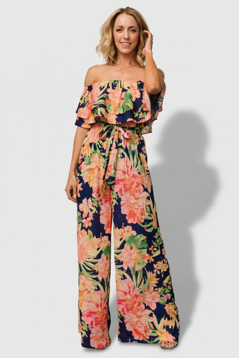 Capistrano Ruffle Jumpsuit | Navy Floral