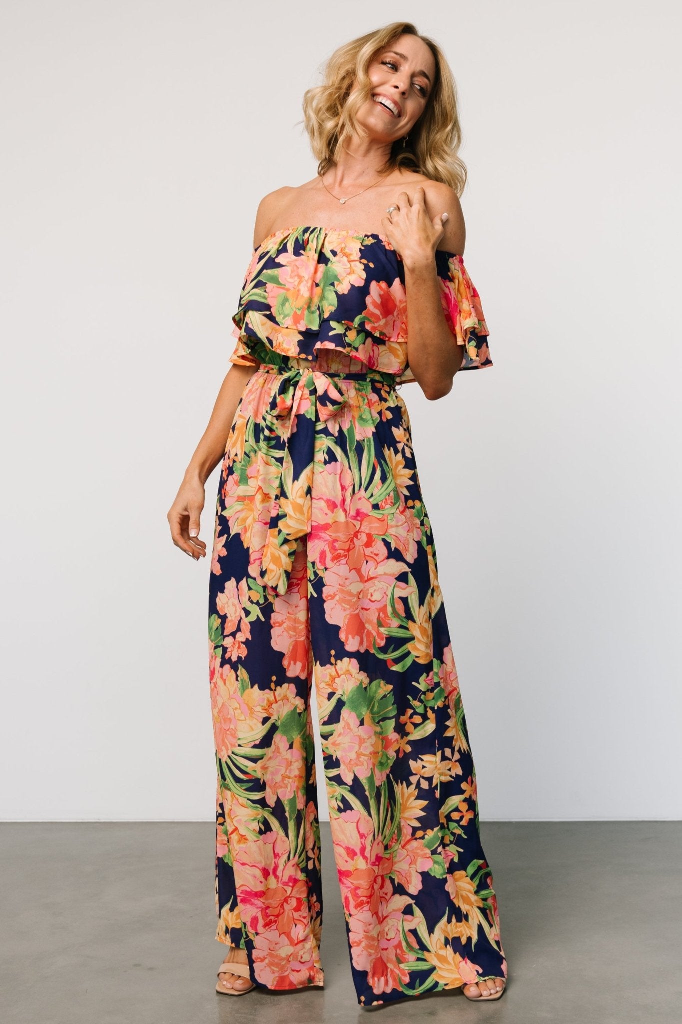 Capistrano Ruffle Jumpsuit | Navy Floral - Baltic Born