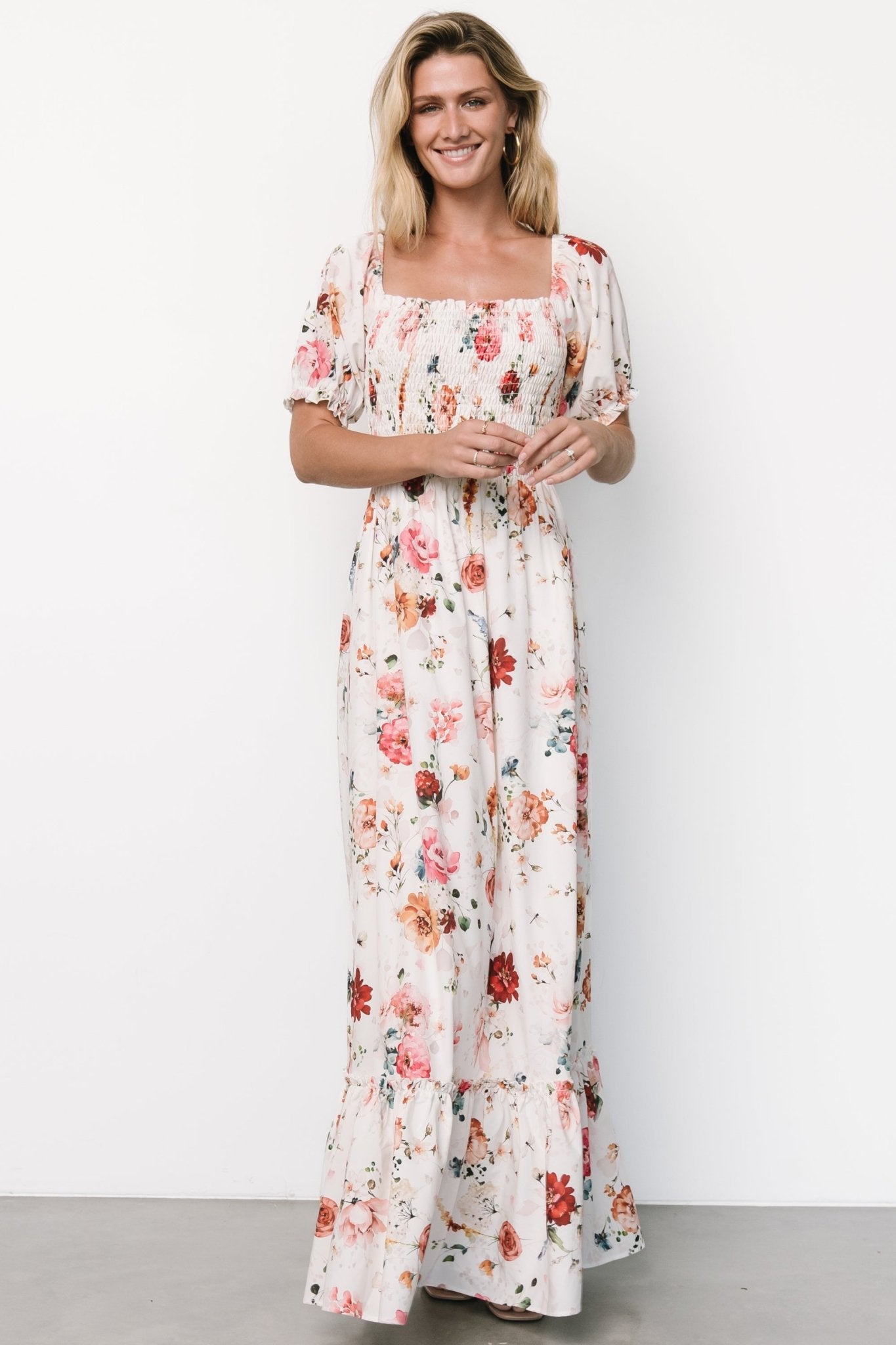 Capri Smocked Maxi Dress | Multi Floral - Baltic Born