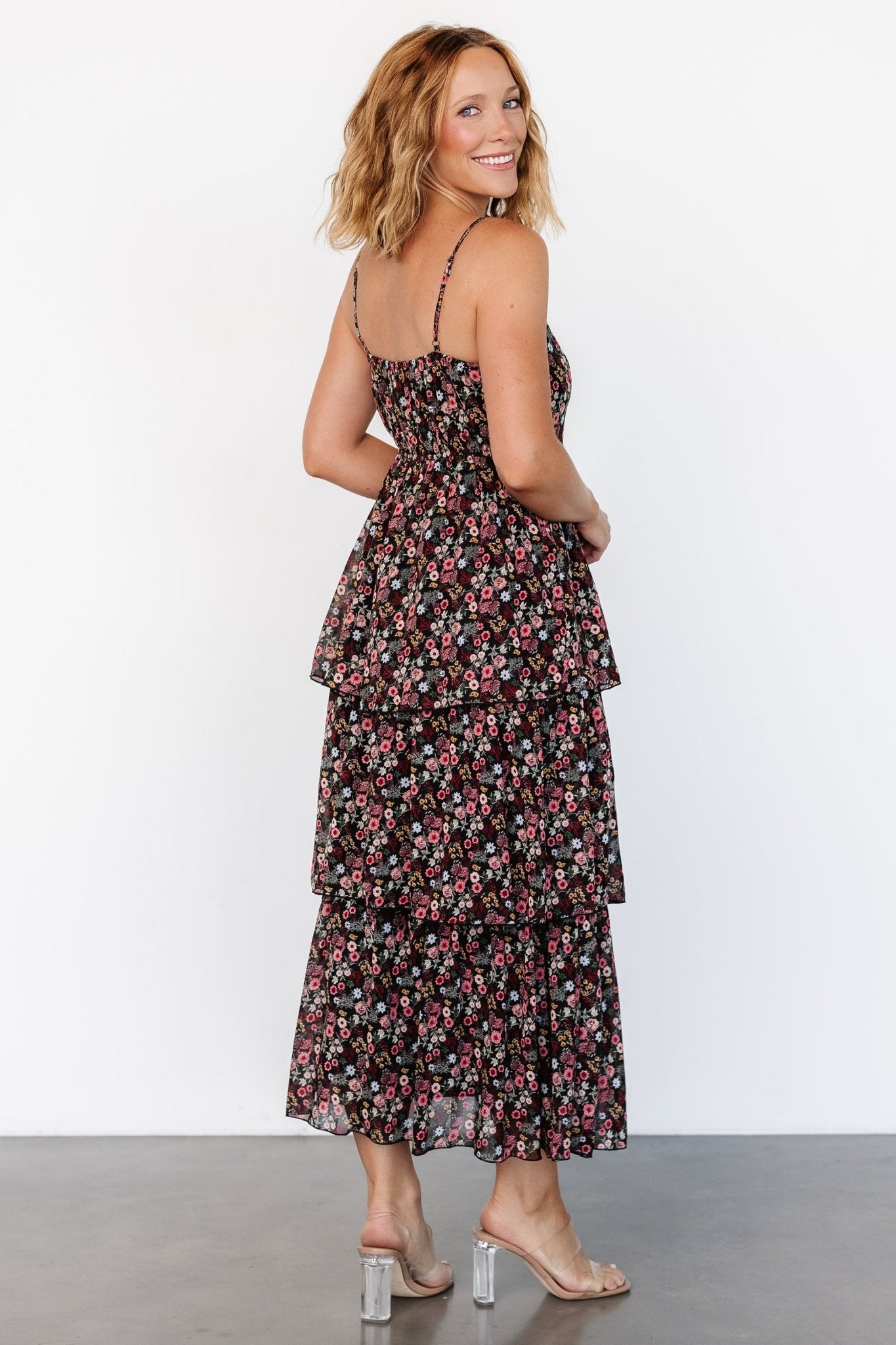 Caprice Tiered Dress | Black Floral - Baltic Born