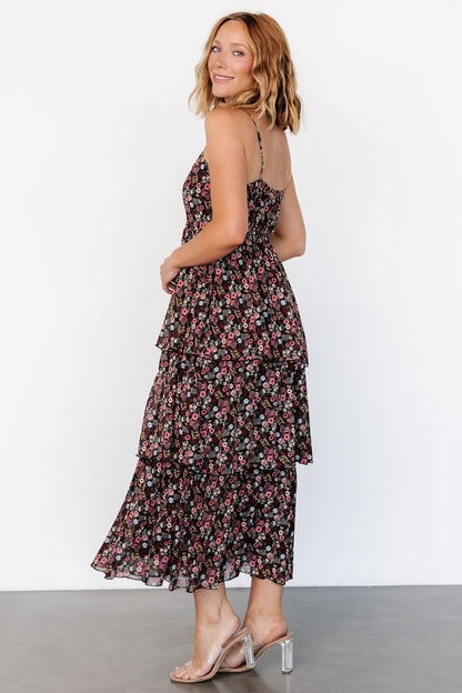 Caprice Tiered Dress | Black Floral - Baltic Born