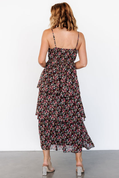 Caprice Tiered Dress | Black Floral - Baltic Born