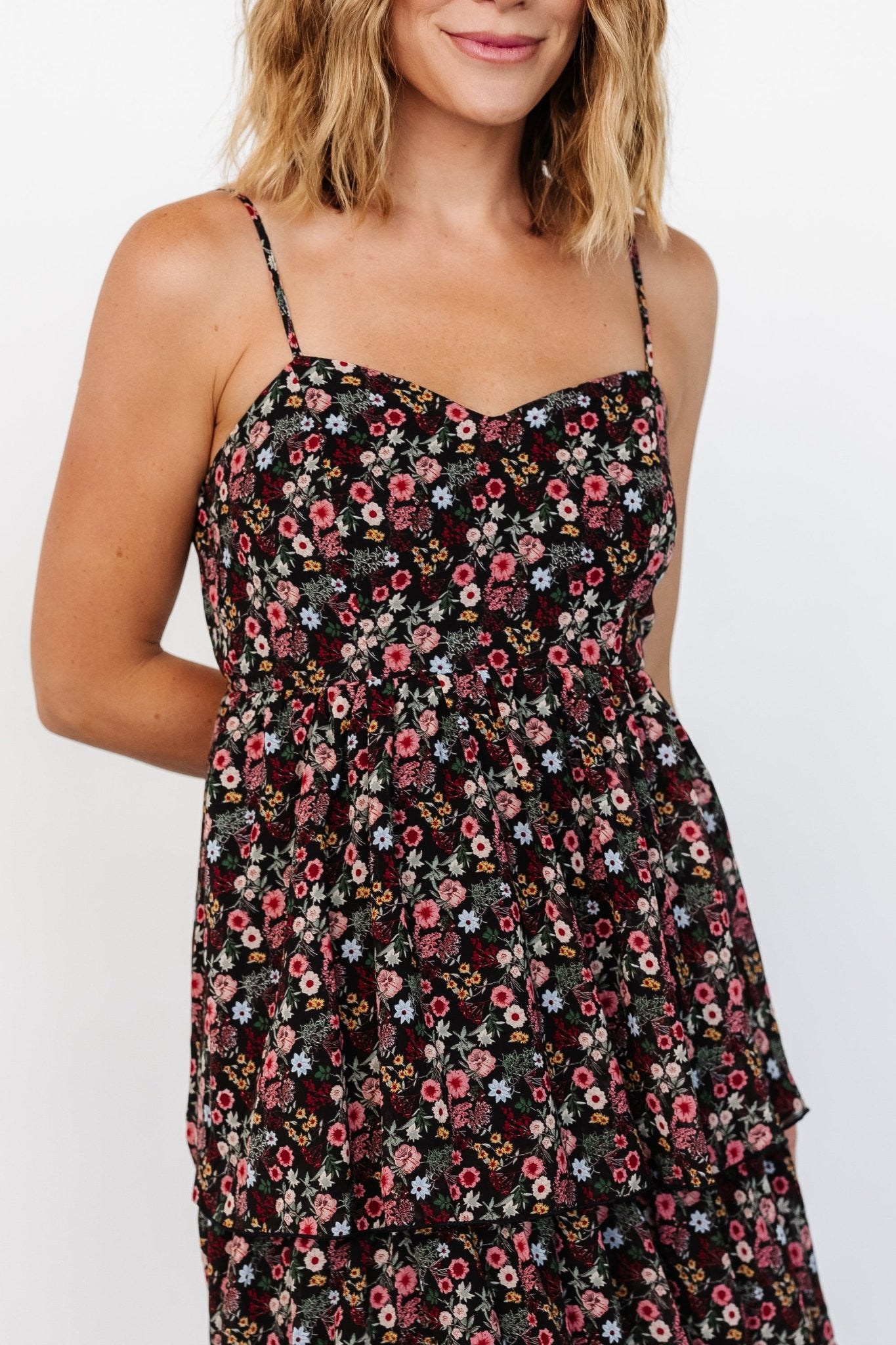 Caprice Tiered Dress | Black Floral - Baltic Born