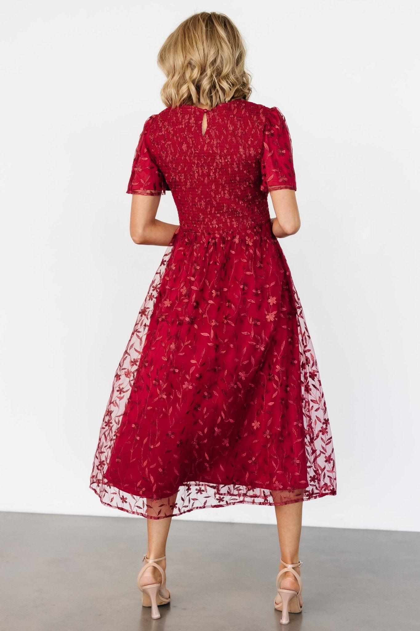 Cara Embroidered Midi Dress | Ruby - Baltic Born