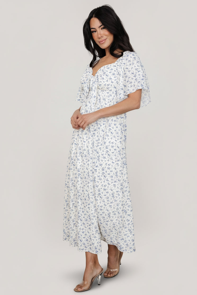 Carah Tie Dress | Off White + Lavender Floral