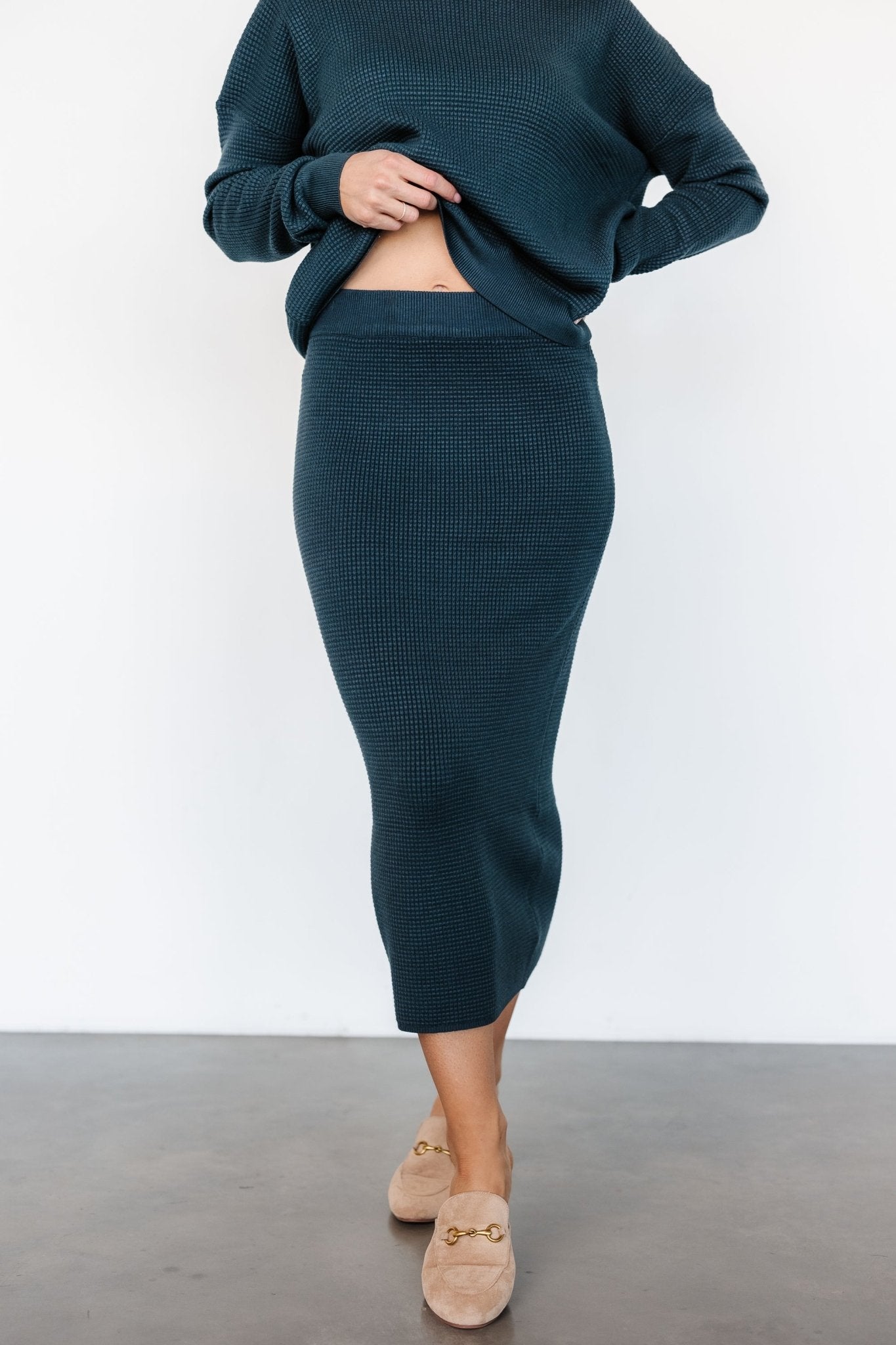 Willa Waffle Knit Midi Skirt