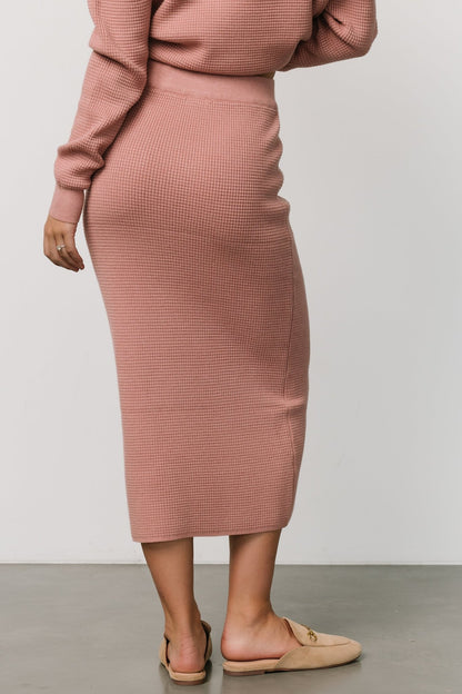 Carey Waffle Midi Skirt | Rose - Baltic Born