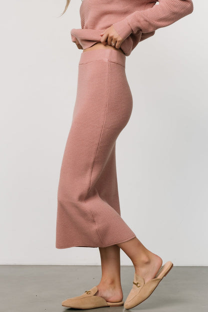 Carey Waffle Midi Skirt | Rose - Baltic Born