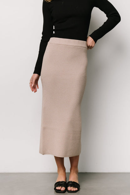 Carey Waffle Midi Skirt | Taupe - Baltic Born