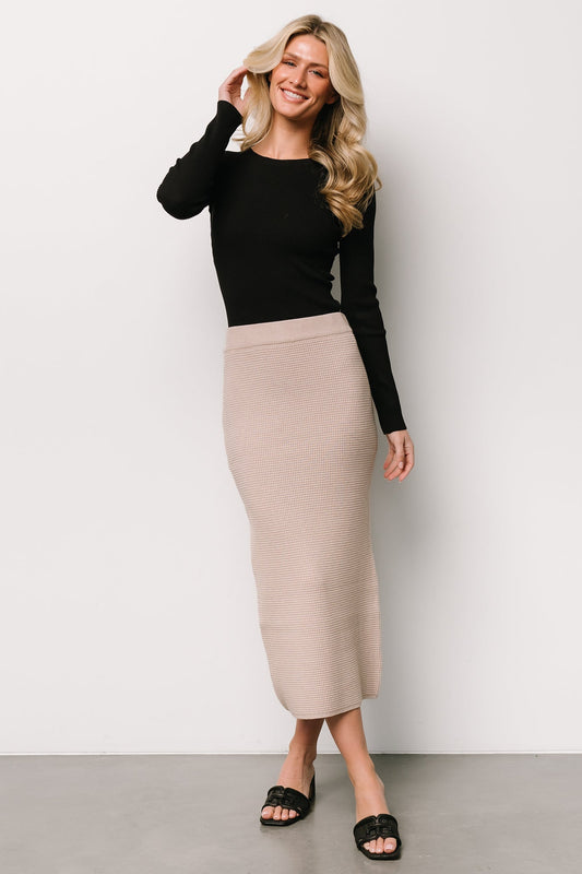 Carey Waffle Midi Skirt | Taupe - Baltic Born