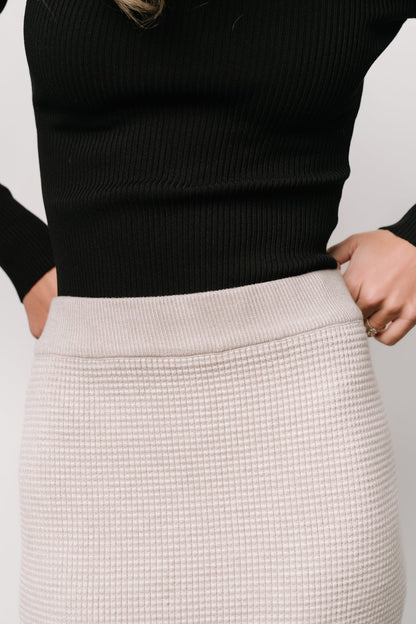 Carey Waffle Midi Skirt | Taupe - Baltic Born