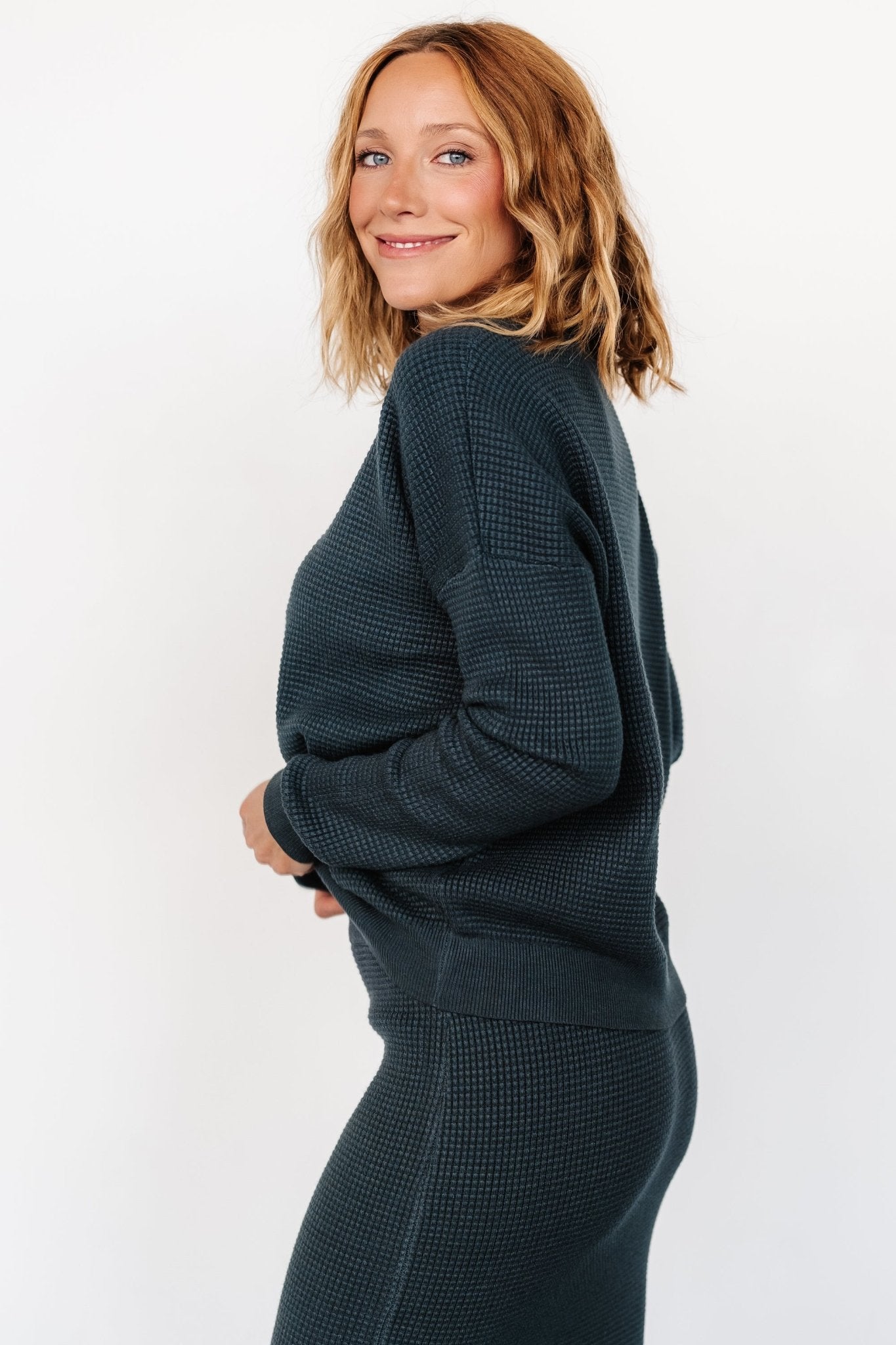 Carey Waffle Sweater | Midnight Blue - Baltic Born