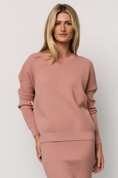 Carey Waffle Sweater | Rose - Baltic Born