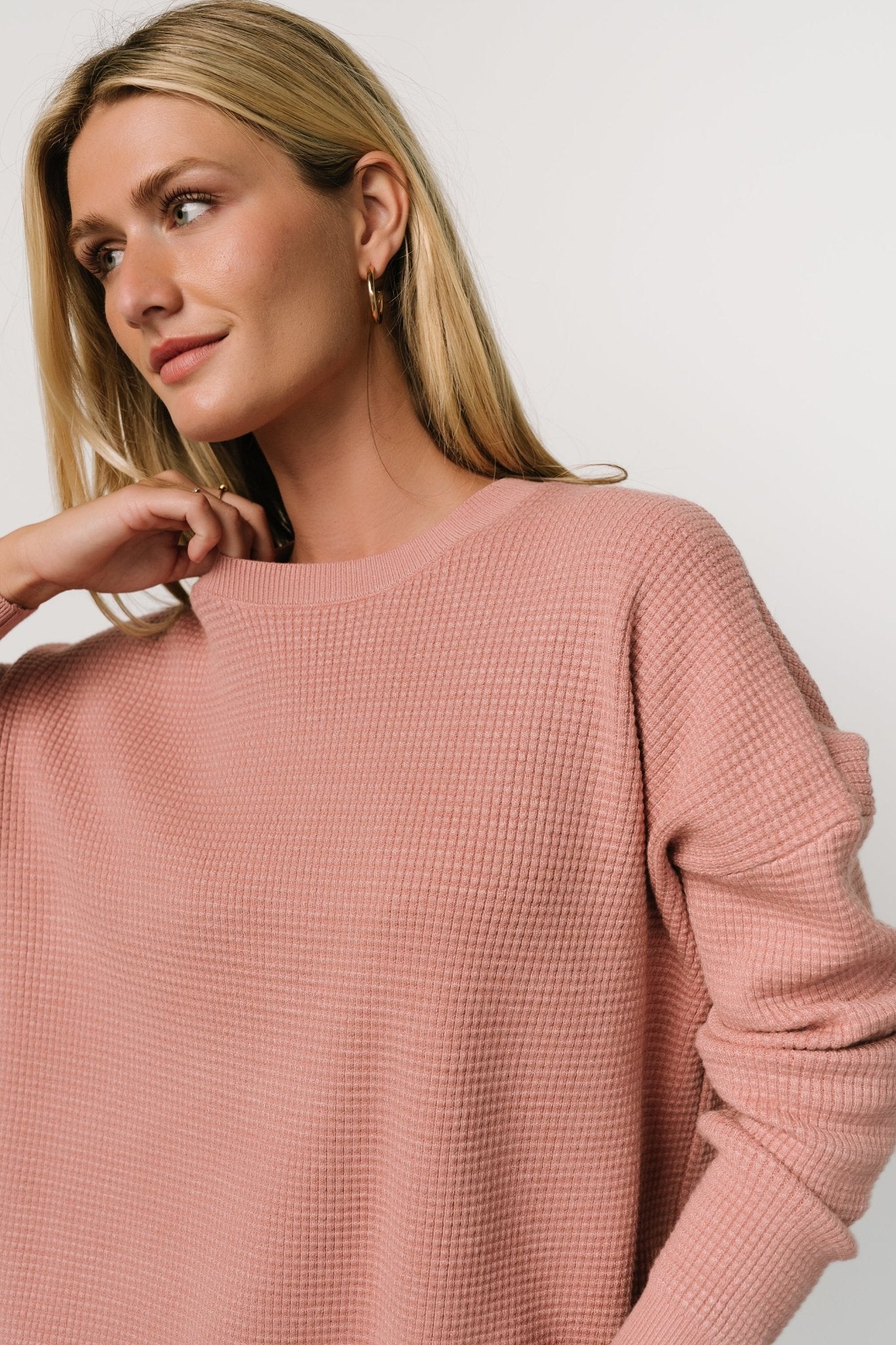 Carey Waffle Sweater | Rose - Baltic Born