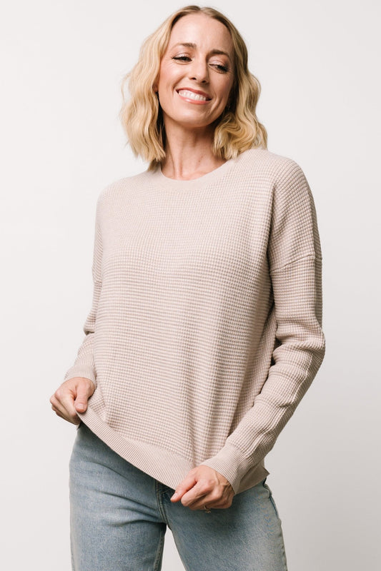 Carey Waffle Sweater | Taupe - Baltic Born