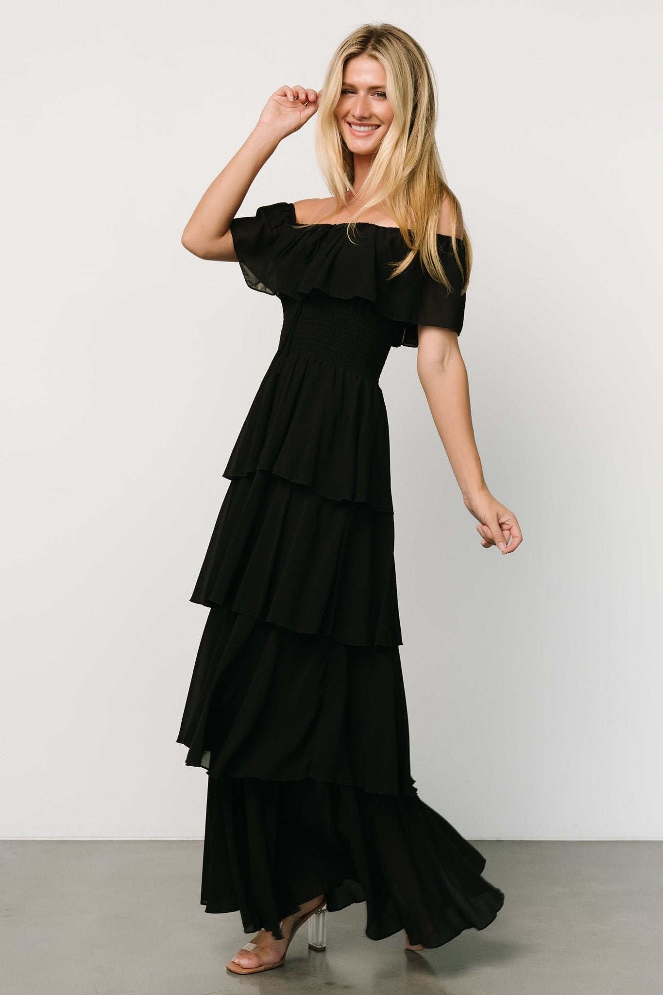 Carina Off Shoulder Maxi Dress | Black - Baltic Born