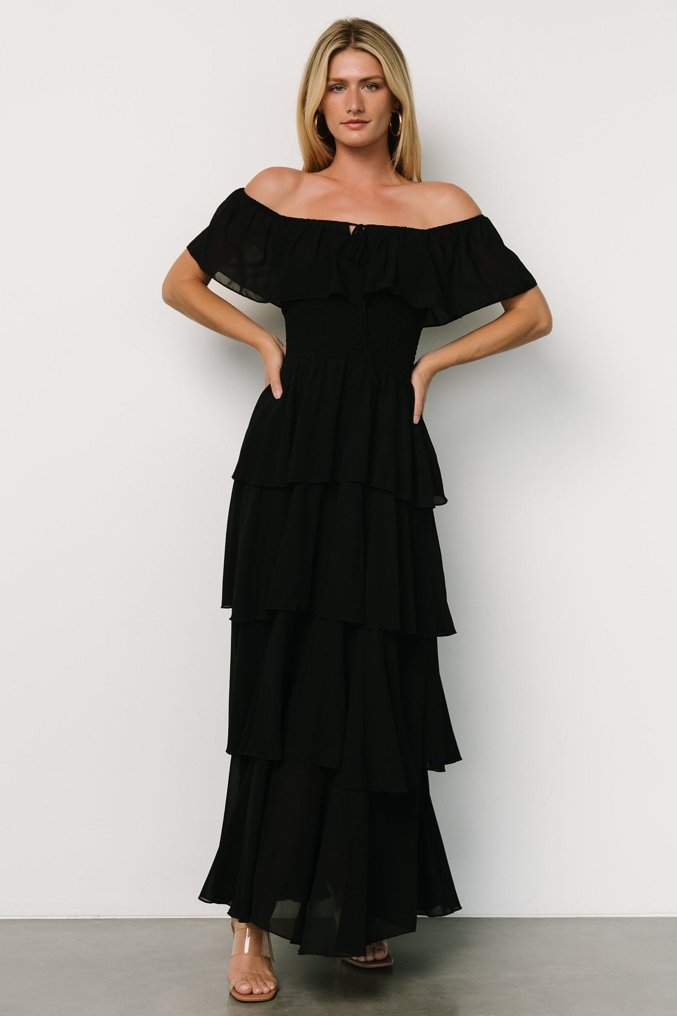 Carina Off Shoulder Maxi Dress | Black - Baltic Born