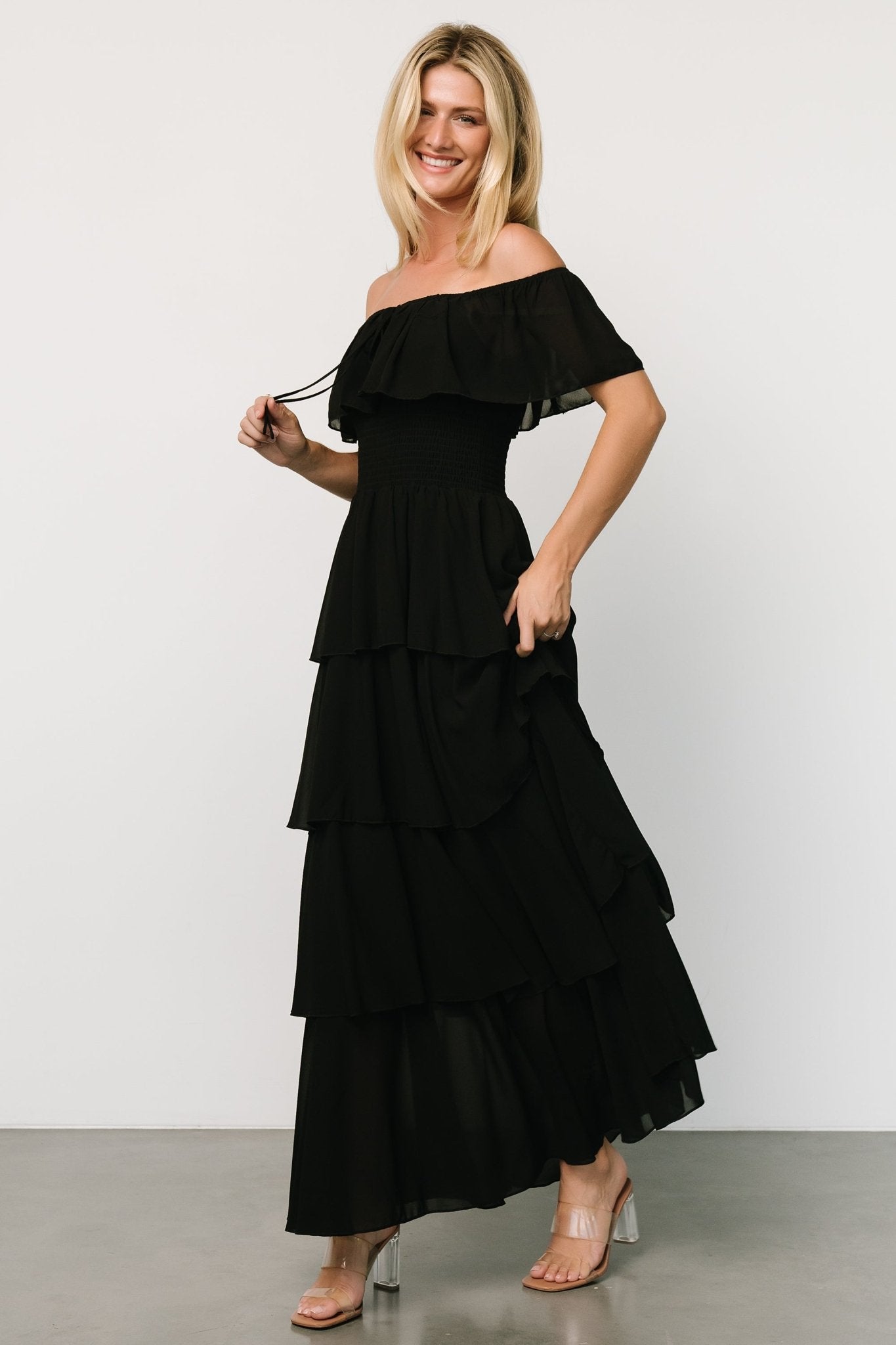 Carina Off Shoulder Maxi Dress | Black - Baltic Born