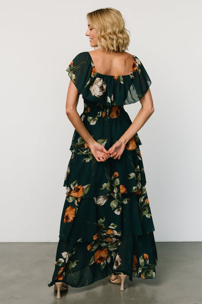 Carina Off Shoulder Maxi Dress | Deep Topaz Floral - Baltic Born