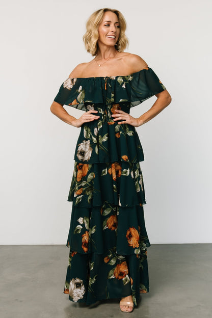 Carina Off Shoulder Maxi Dress | Deep Topaz Floral - Baltic Born