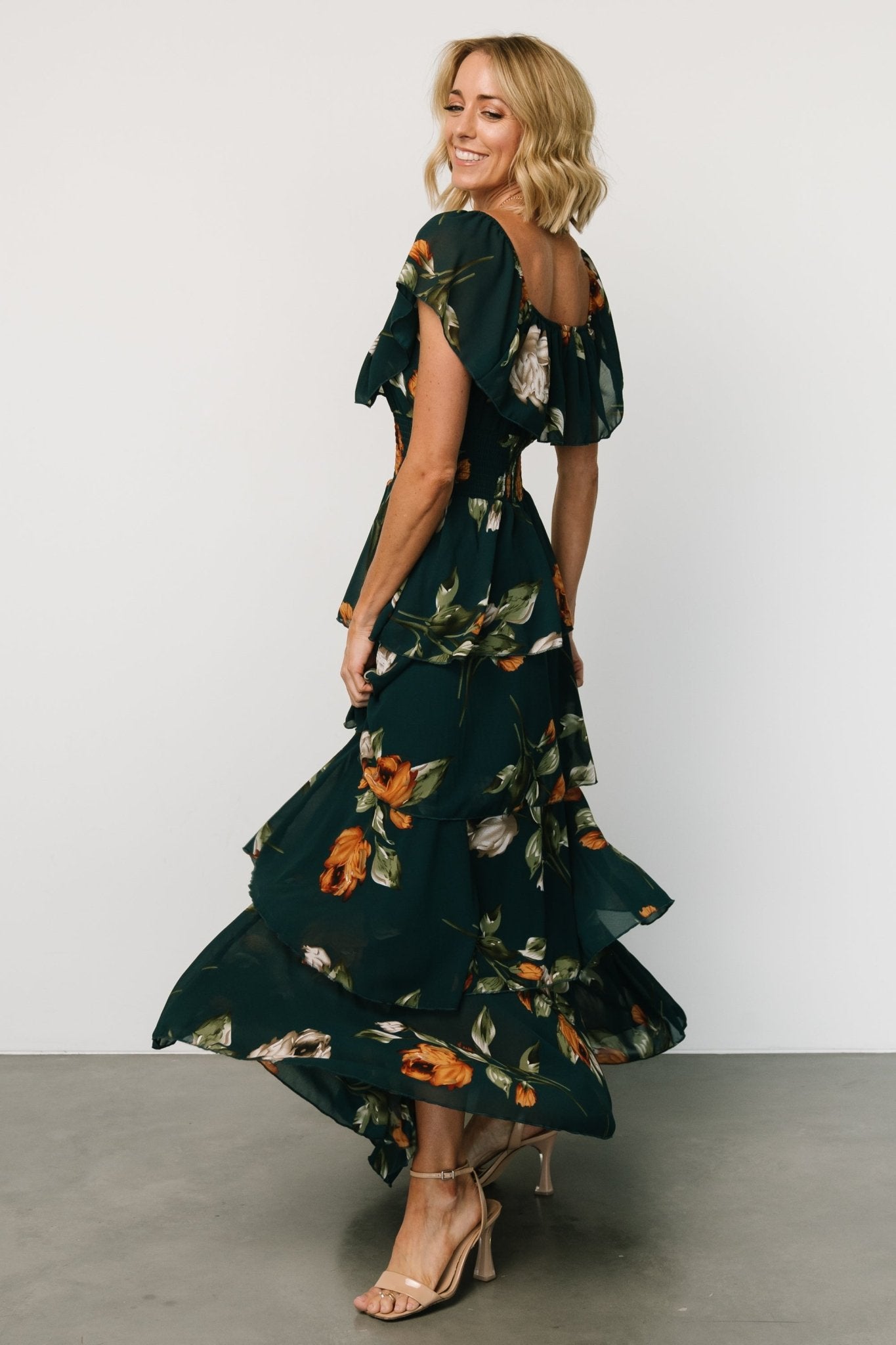 Carina Off Shoulder Maxi Dress | Deep Topaz Floral - Baltic Born