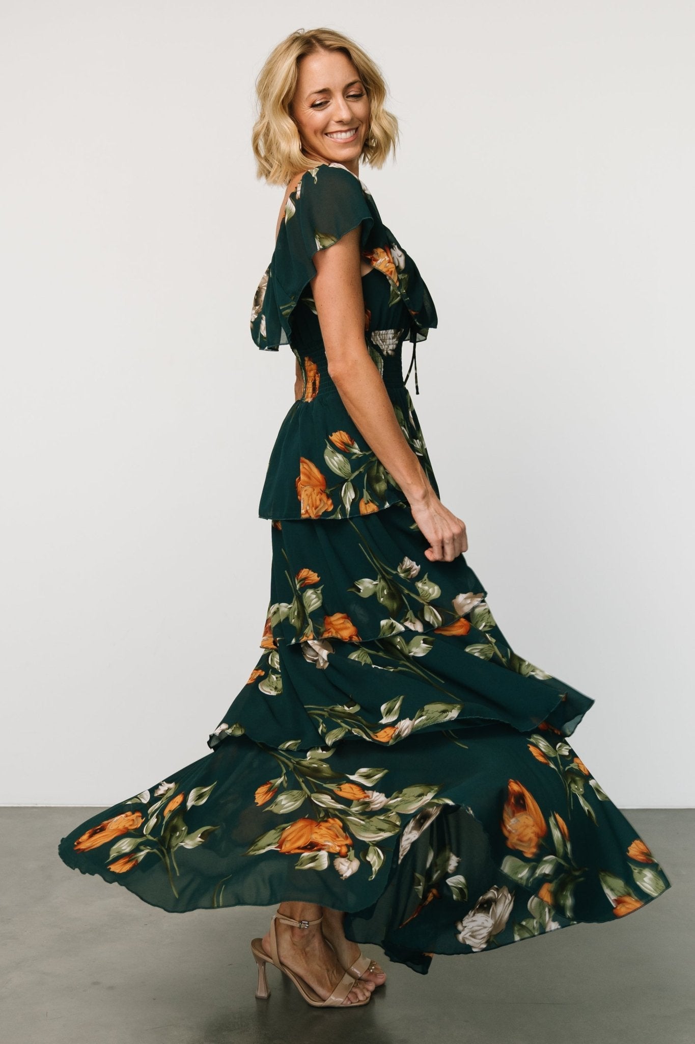 Carina Off Shoulder Maxi Dress | Deep Topaz Floral - Baltic Born