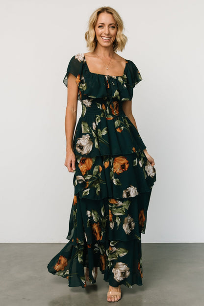 Carina Off Shoulder Maxi Dress | Deep Topaz Floral - Baltic Born