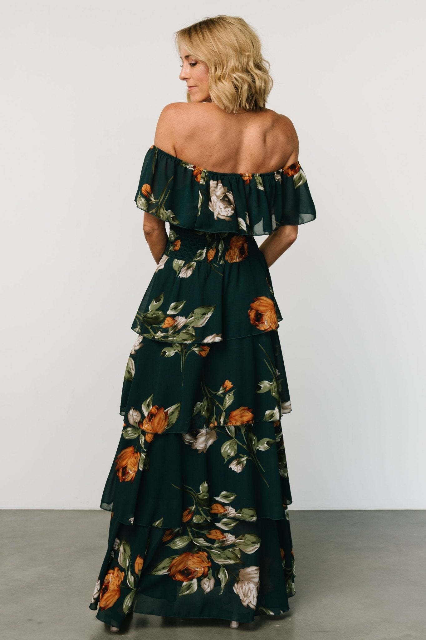 Carina Off Shoulder Maxi Dress | Deep Topaz Floral - Baltic Born