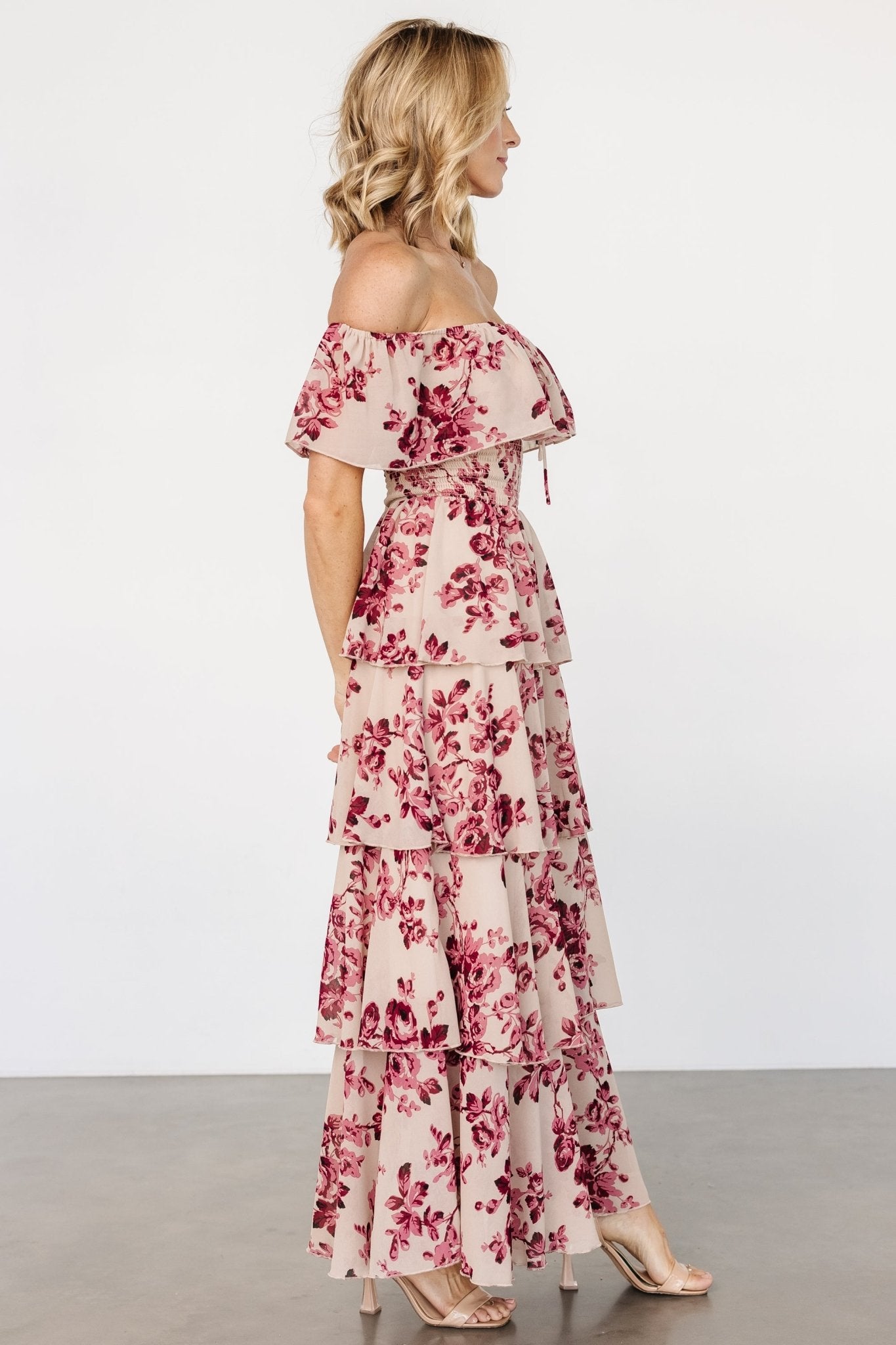 Carina Off Shoulder Maxi Dress | Nude + Rose - Baltic Born