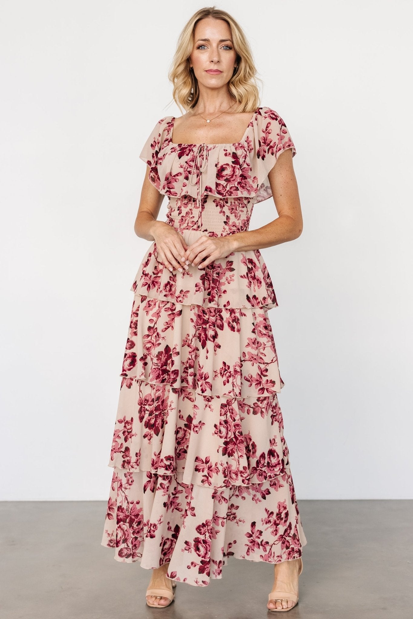 Carina Off Shoulder Maxi Dress | Nude + Rose - Baltic Born