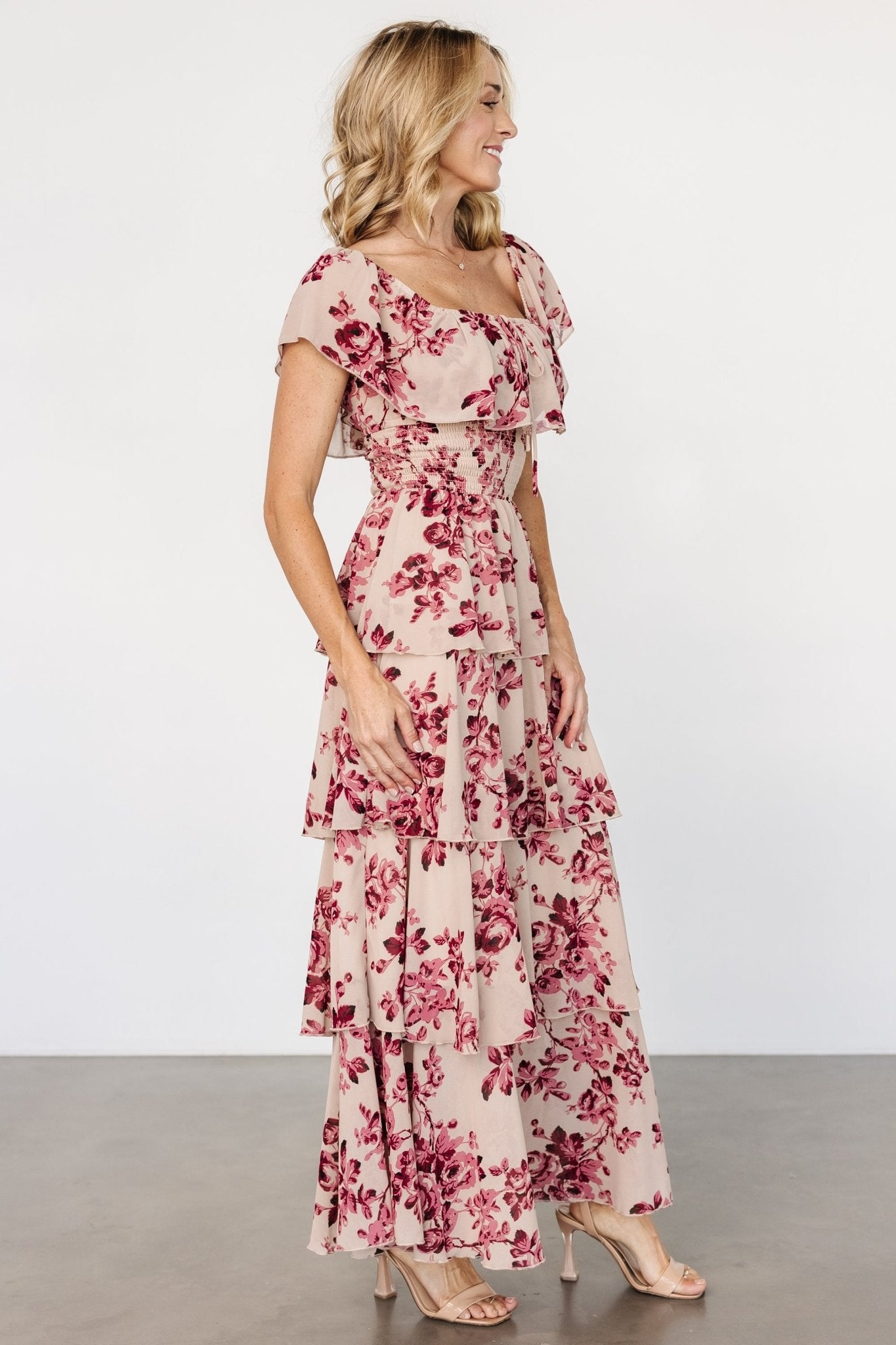 Carina Off Shoulder Maxi Dress | Nude + Rose - Baltic Born