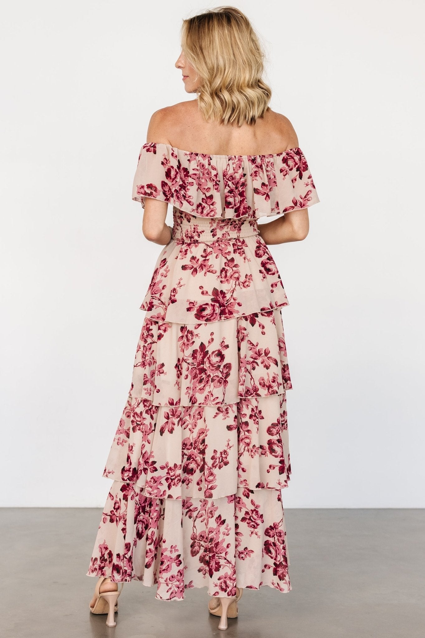 Carina Off Shoulder Maxi Dress | Nude + Rose - Baltic Born