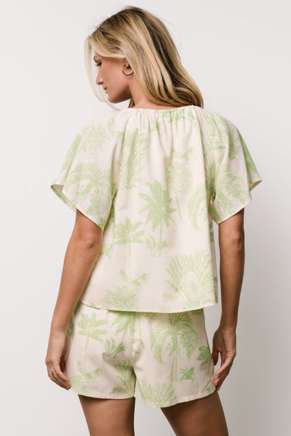 Carlina Set | Cream + Green Print - Baltic Born