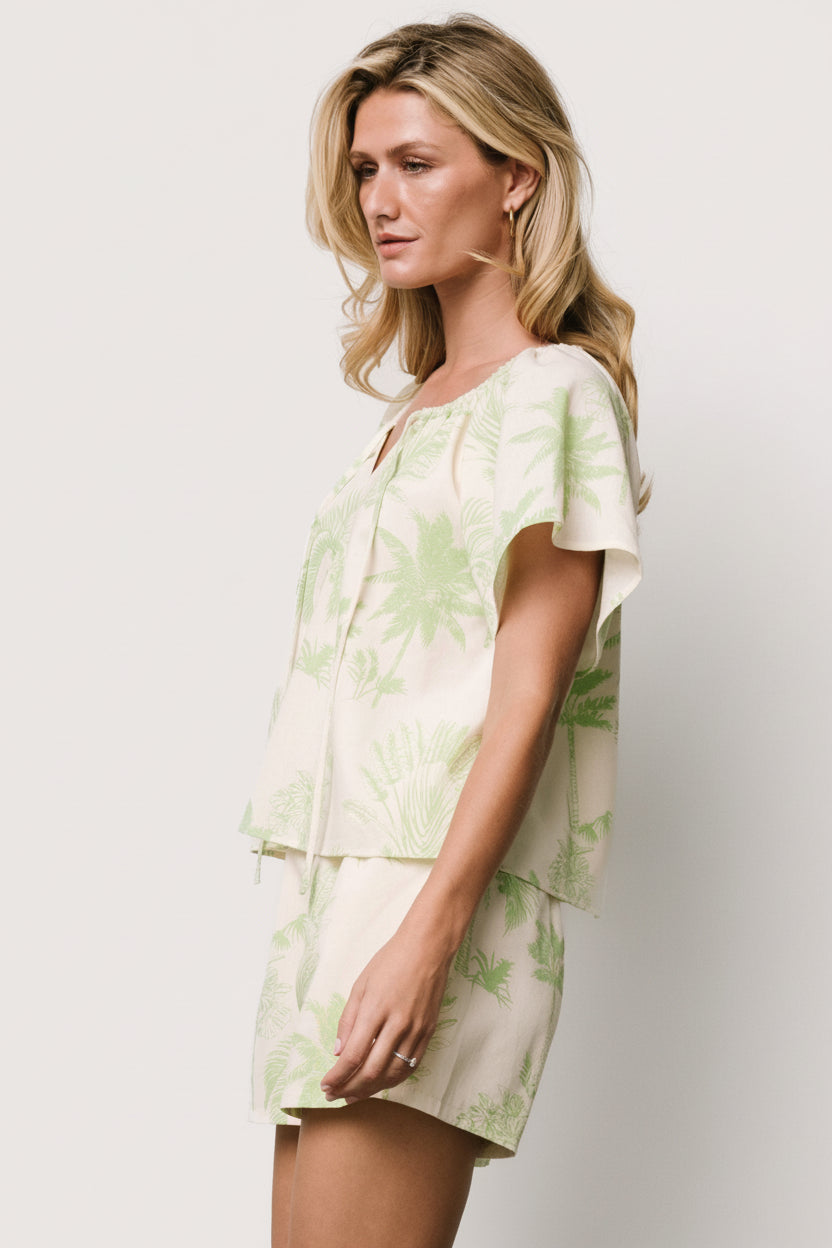 Carlina Set | Cream + Green Print