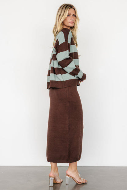 Carlotta Sweater + Skirt Set | Brown + Turquoise - Baltic Born