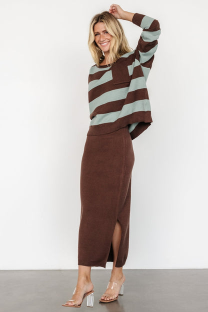 Carlotta Sweater + Skirt Set | Brown + Turquoise - Baltic Born