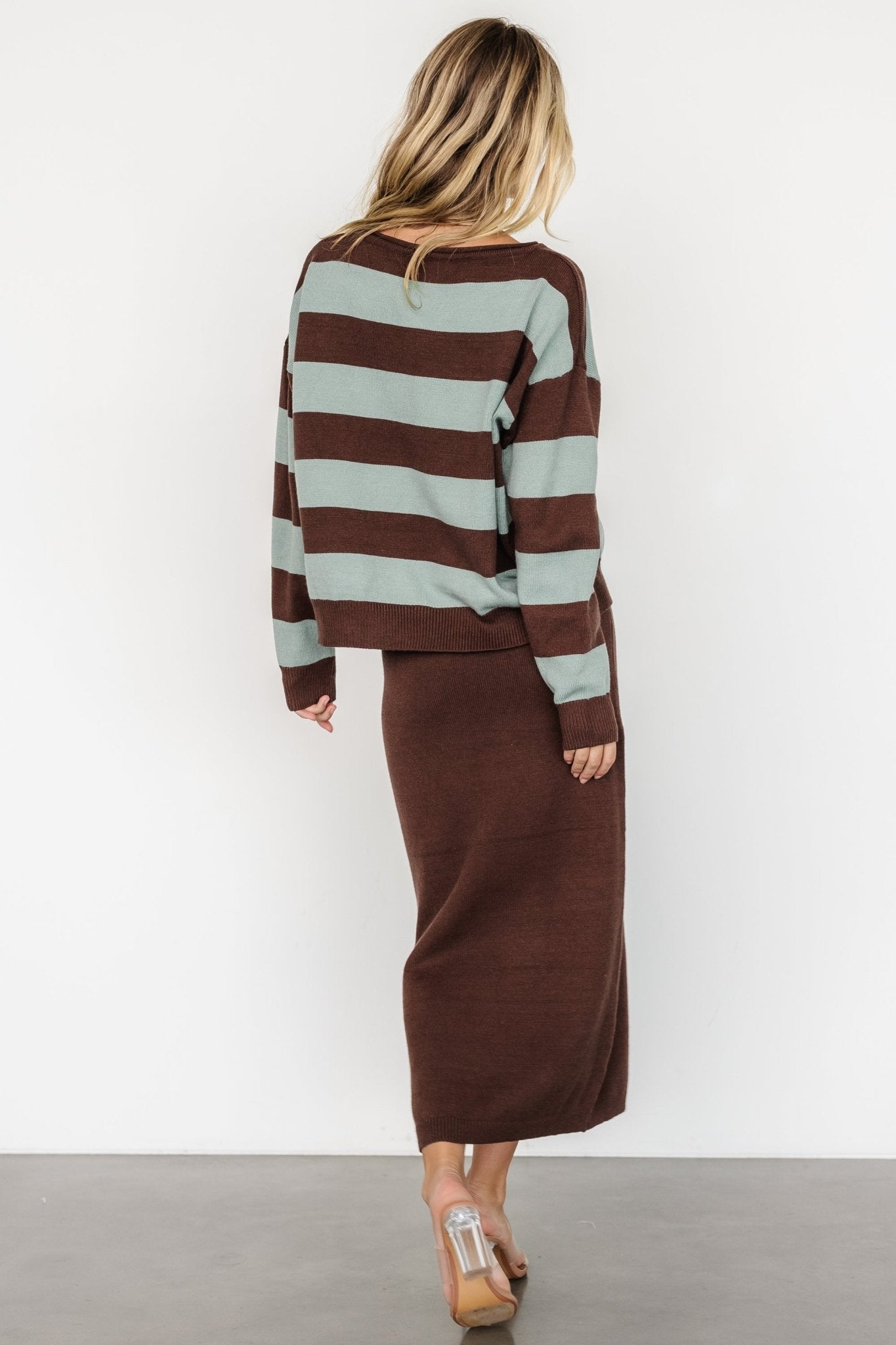 Carlotta Sweater + Skirt Set | Brown + Turquoise - Baltic Born