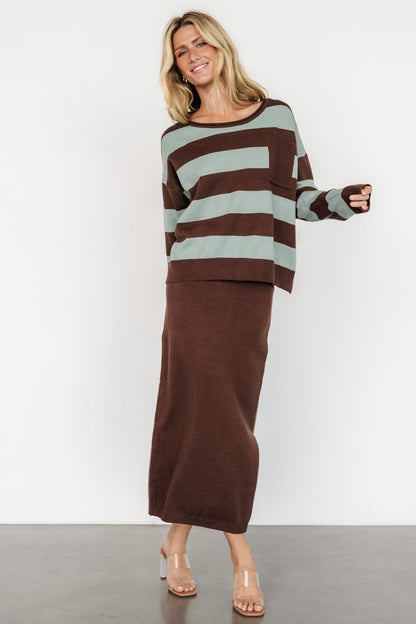 Carlotta Sweater + Skirt Set | Brown + Turquoise - Baltic Born