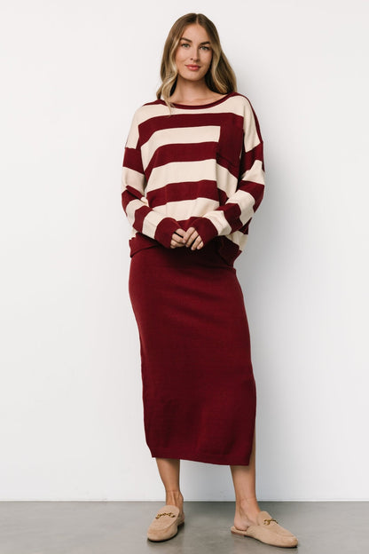 Carlotta Sweater + Skirt Set | Burgundy + Cream - Baltic Born